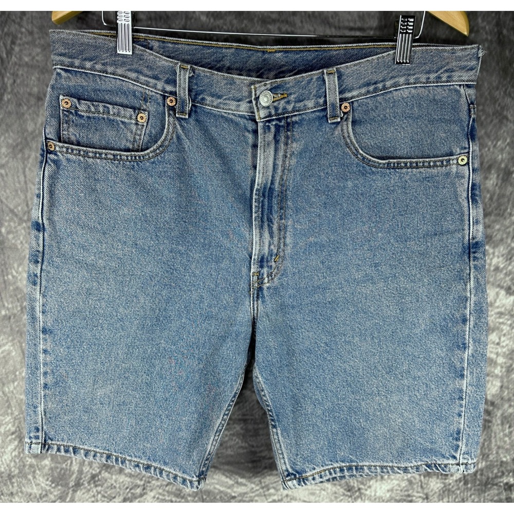 Levi's 505 CLEAN Jean Shorts Mens 36 Blue Denim Y2K 2004 Jorts All Cotton